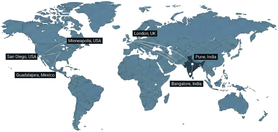 World Map showing training locations